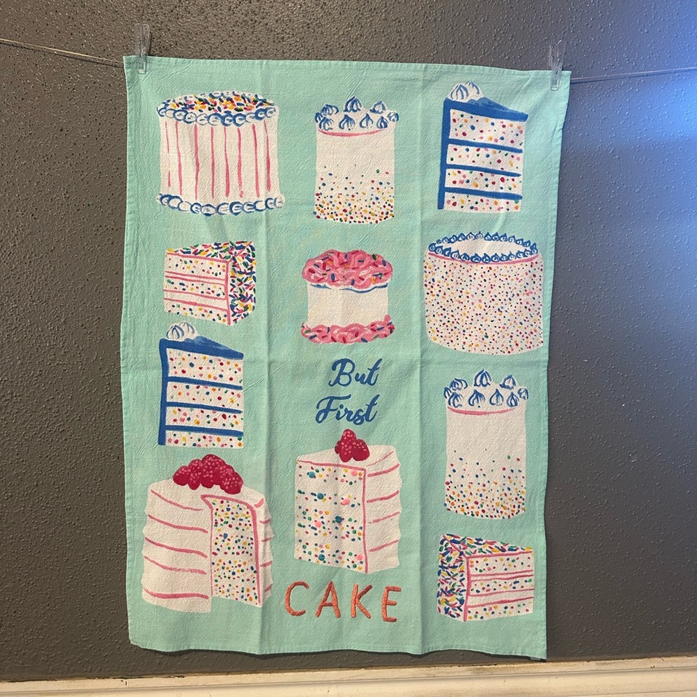 Anthropologie ‘But First’ Cake Pattern Tea Towel - Picture 3 of 9